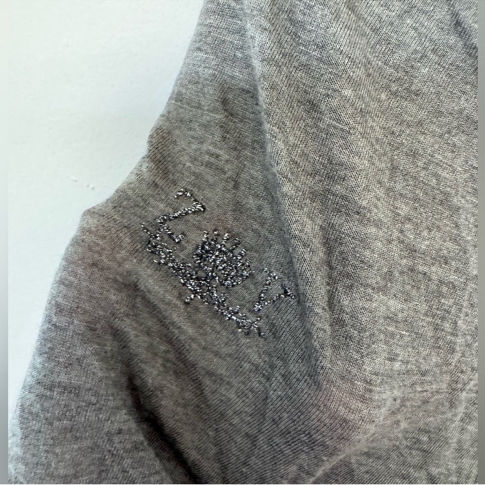 Zadig and Voltaire Gray Knit Cashmere Blend Scoop Neck Anyssa Deluxe T-Shirt - Picture 6 of 7